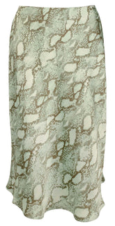 Ralph Lauren Women's Satin Snakeskin Print A-line Skirt 8 Turquoise Multi